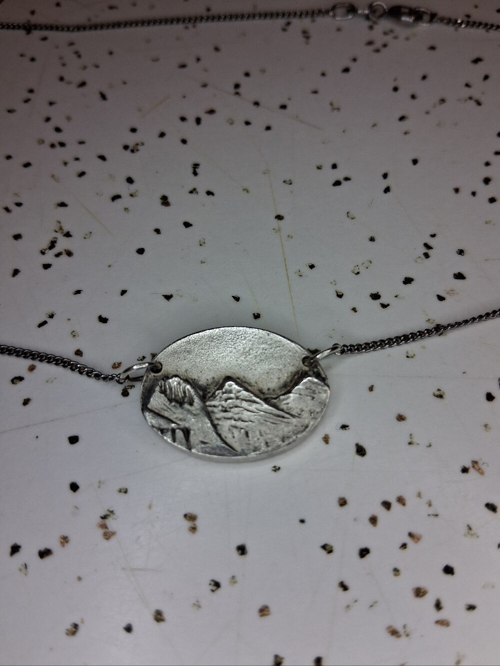 Silver Mountain Or Badlands Landscape Scene Necklace